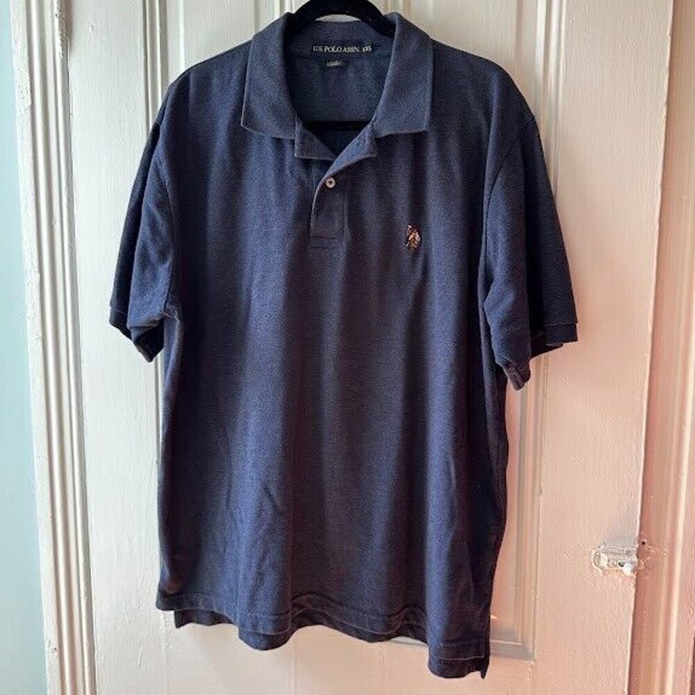 US Polo Association Shirt Mens XXL Embroidered Logo Blue Short Sleeve Polo